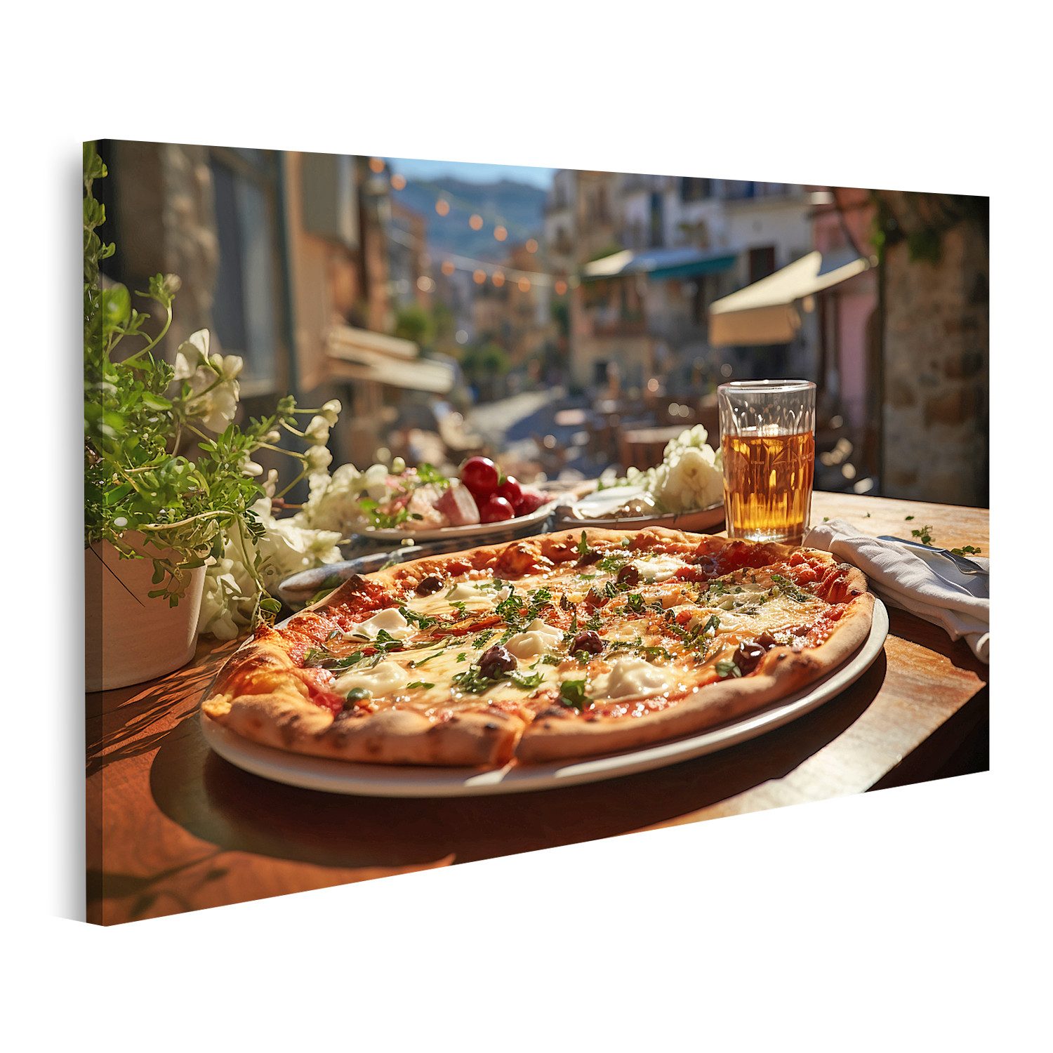 islandburner Leinwandbild Pizza Genuss im Sonnigen Italienischen Café Wandb günstig online kaufen