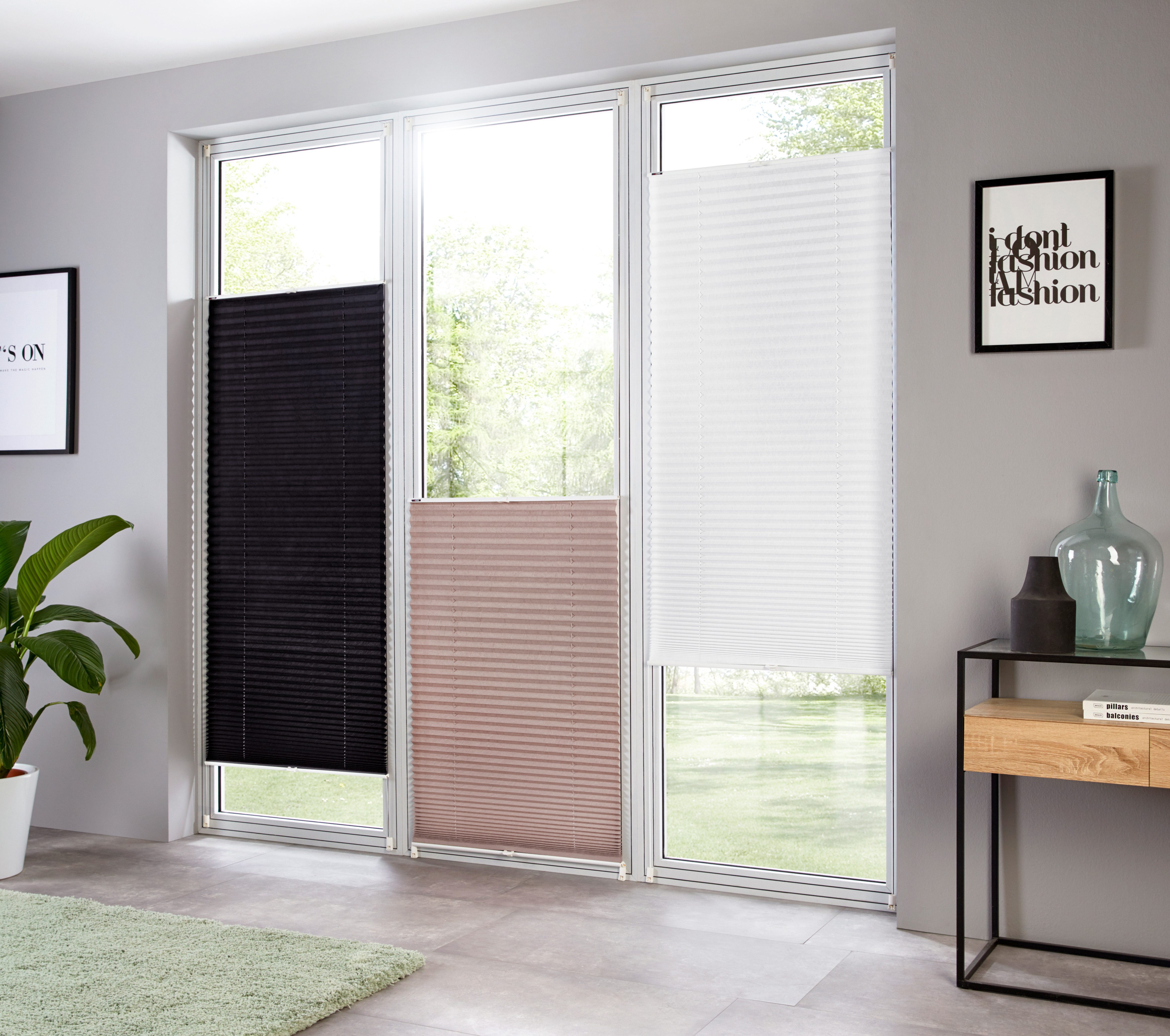 OTTO home Plissee DAHRA - in Crush-Optik, ohne Bohren, Lichtschutz, Lichtschutz, ohne Bohren, verspannt, Klemmfix, Fixmaß, Bestseller mit Klemmträger, Sonnensch – Bild 3 von 5