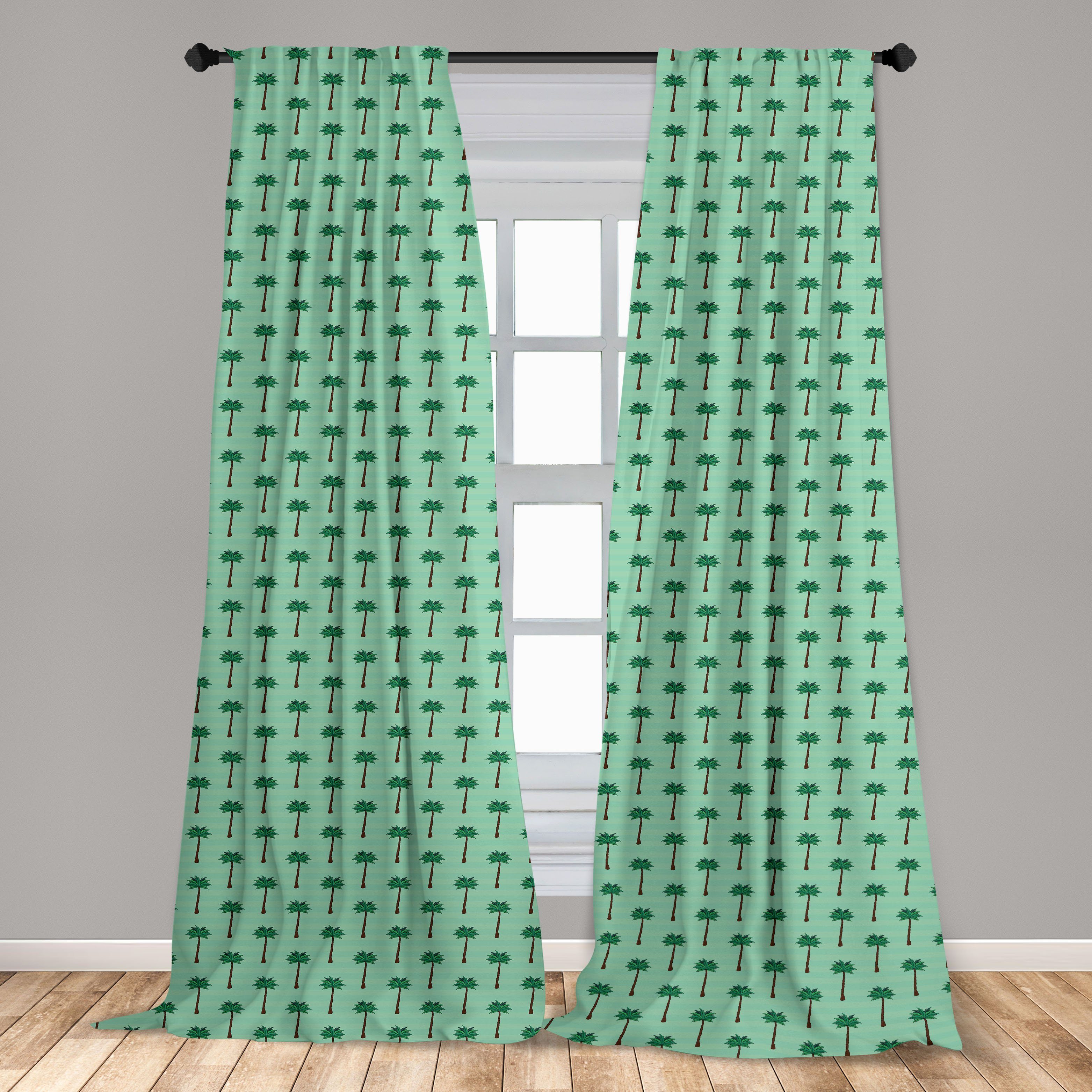 Gardine Vorhang für Wohnzimmer Schlafzimmer Streifen Microfaser, Abakuhaus, Tropisch Dekor, auf Sommer-Palmen