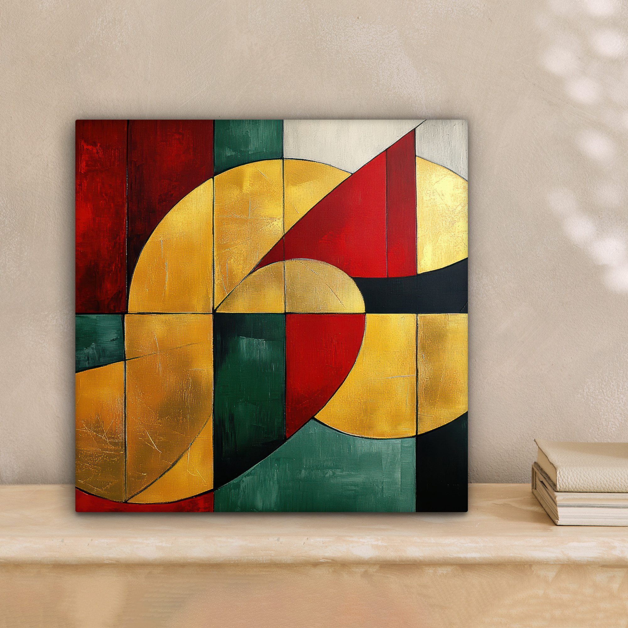 OneMillionCanvasses® Leinwandbild Abstrakt - Weihnachten - Gold - Rot - Grün, Fotodruck (1 St), Wandbild, Deko Schlafzimmer Wohnzimmer Flur 20x20 cm