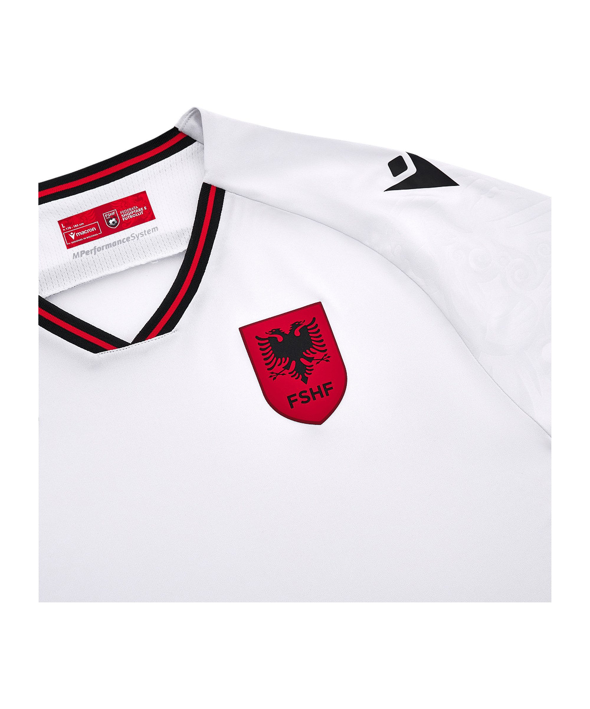 Macron Fußballtrikot Macron FSHF Albanien Trikot Away 2025 Weiß Teamsport