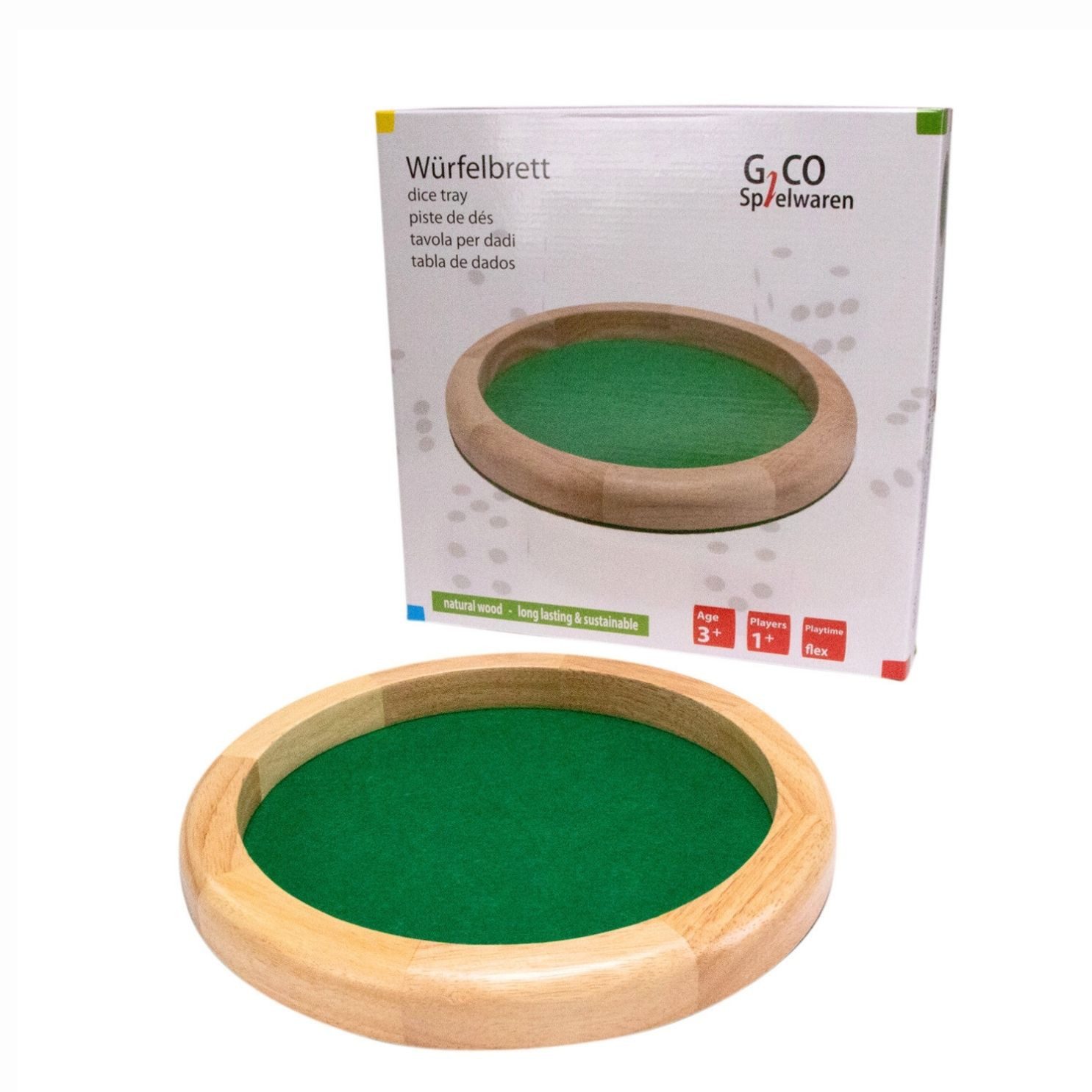 GICO Spielesammlung GICO Würfelteller / Würfelbrett rund aus Holz D. 29 cm 7955