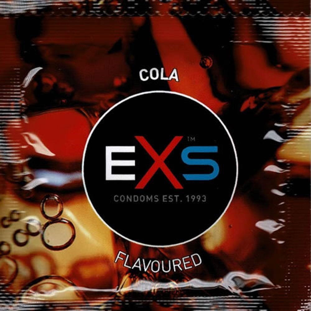 EXS Kondome Cola Flavour - leckere Kondome Packung mit, 100 St., aromatisierte Kondome, Kondome mit Cola-Geschmack, Kondomvorrat, Großpackung