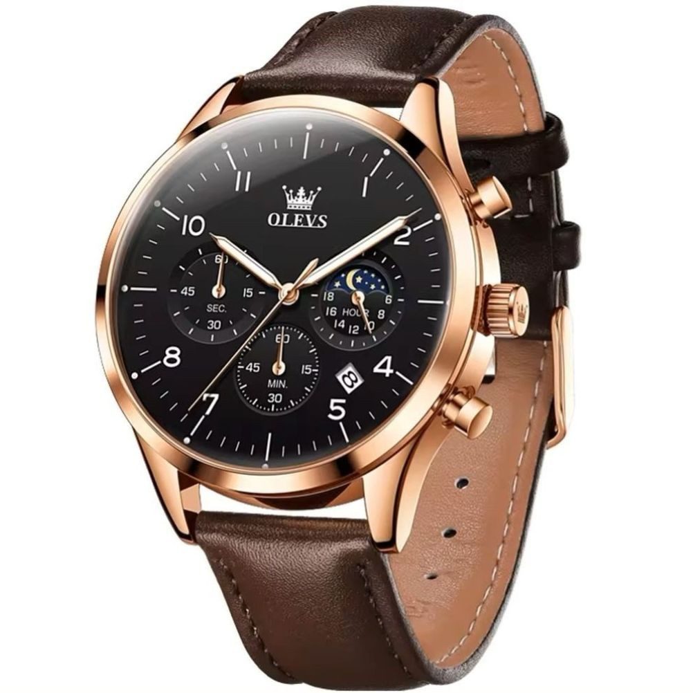 OLEVS Quarzuhr Herren Olevs Chronograph Uhr mit Tag & Nacht Anzeige, Ledera günstig online kaufen