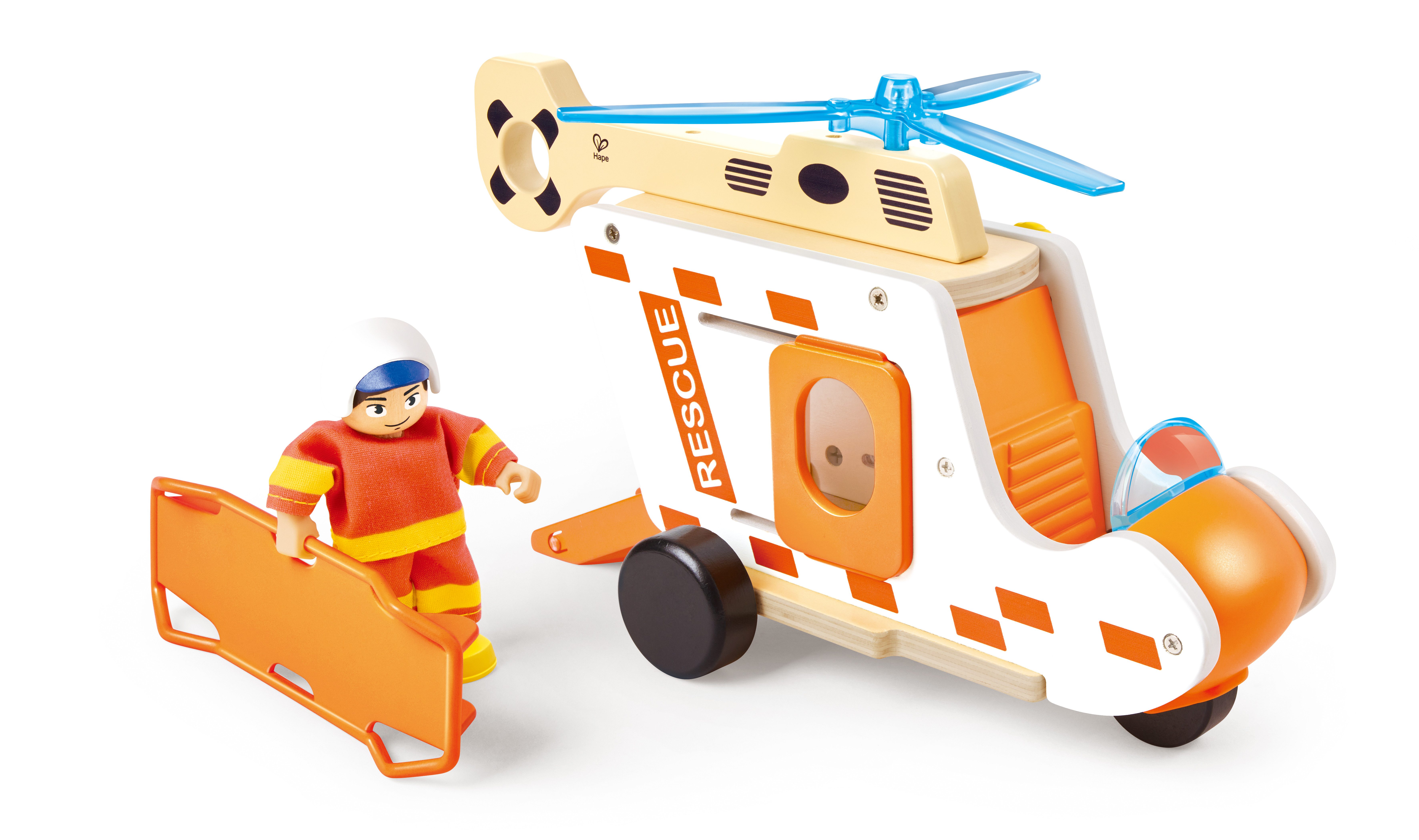 Hape Spielzeug-Hubschrauber Rettungshubschrauber-Set