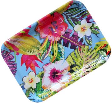 Lashuma Tablett Tropical, Kunststoff, (1-tlg), Farbenfrohes Teetablett Melamin 31x23 cm
