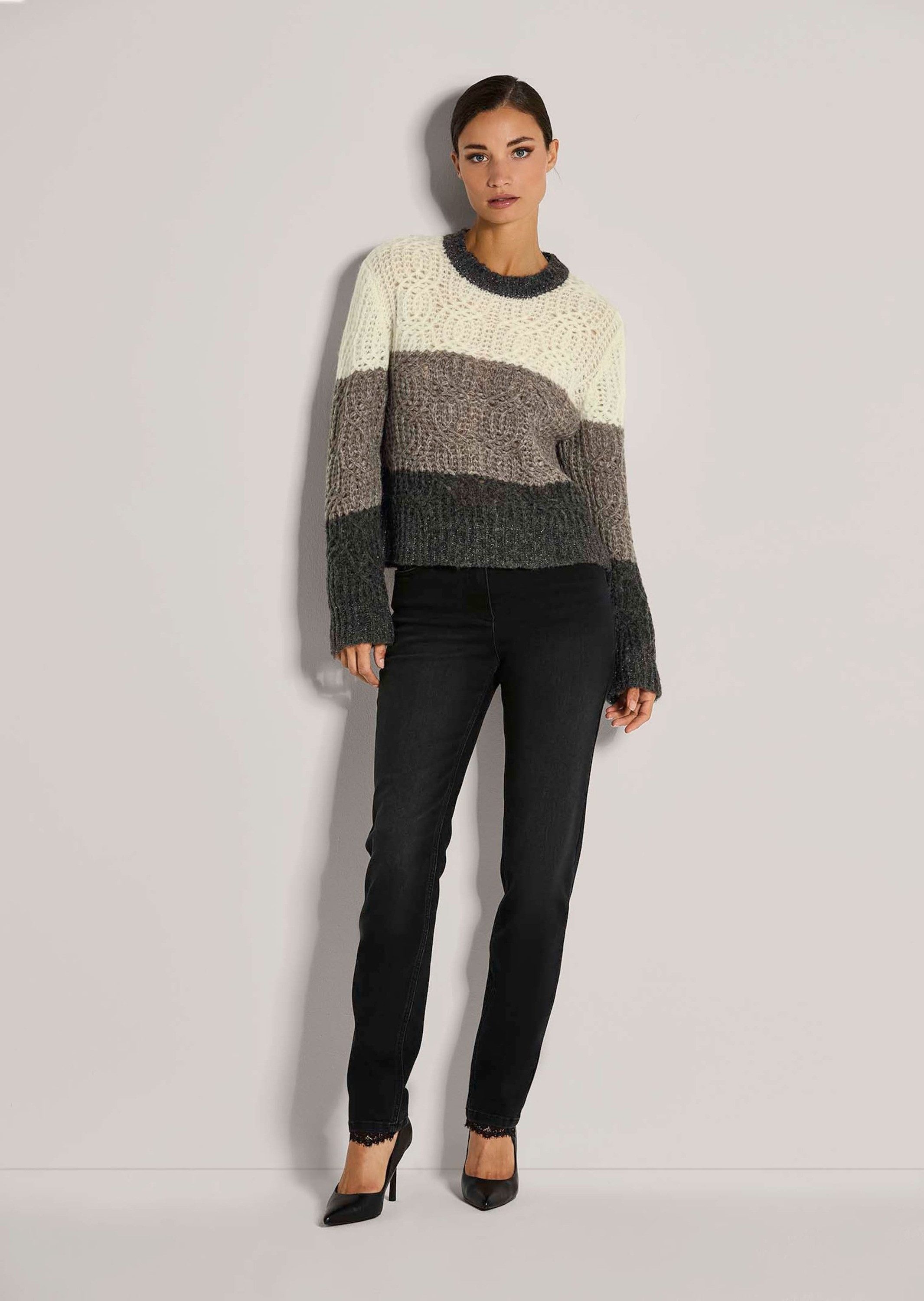 MADELEINE Strickpullover Eleganter Wollpullover mit Zopfmuster günstig online kaufen