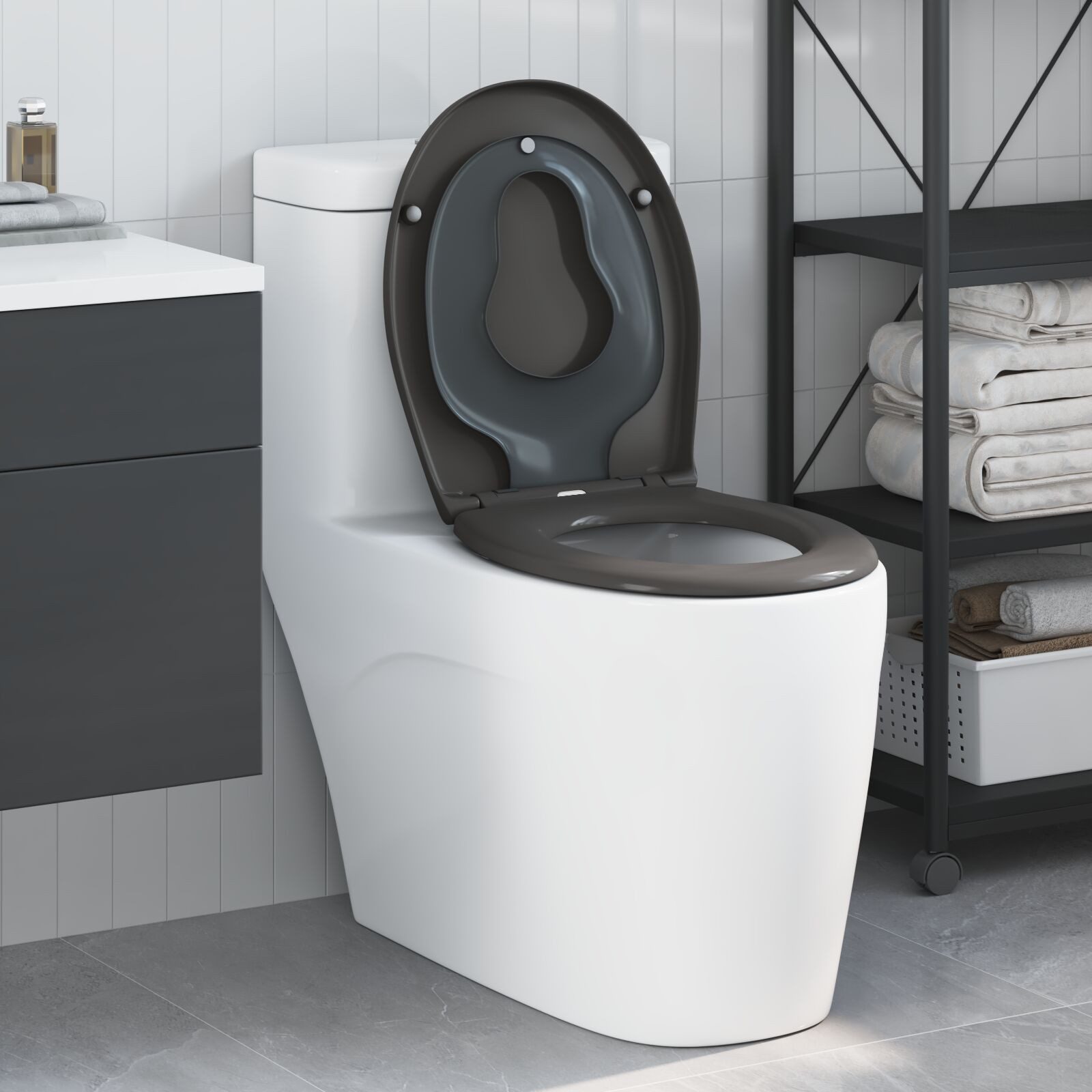 Thumbnail - vidaXL WC-Sitz Familien-Toilettensitz mit Kindersitz Schnellentriegelung Duroplast