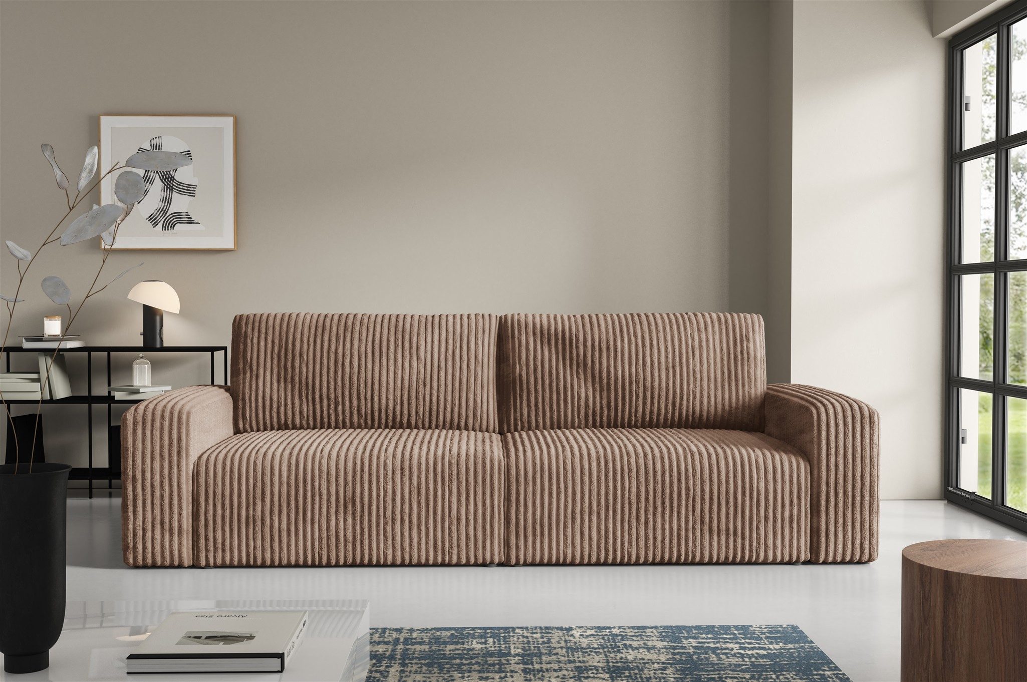 Fun Möbel 3-Sitzer Sofa NATALIA mit Schlaffunktion in Stoff Tilia, Rundumbezug, mit Bettfunktion und Bettkasten