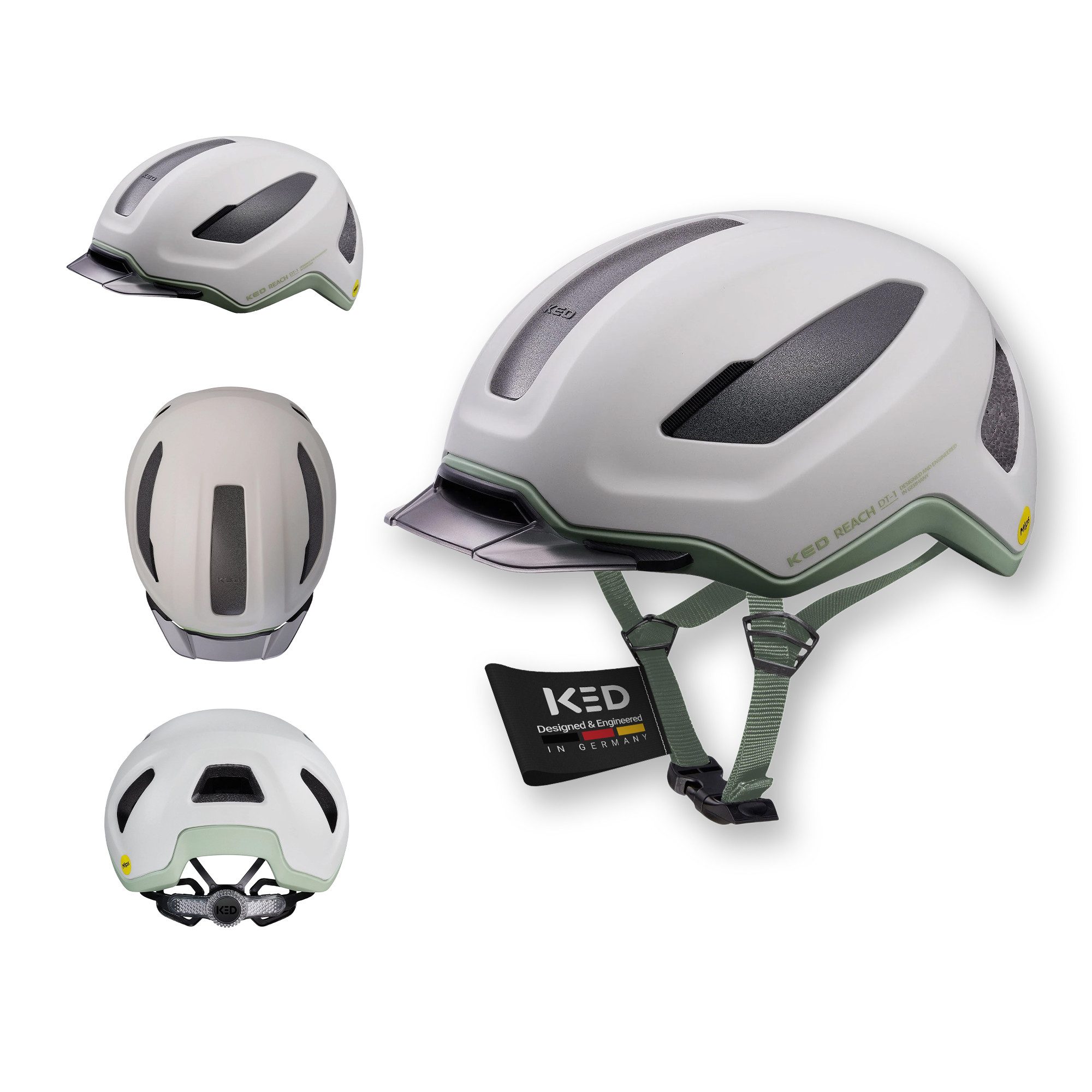 KED Fahrradhelm Reach DT1 Urban Cycling, K-Fit 3D Anpassung, Abnehmbares Visier