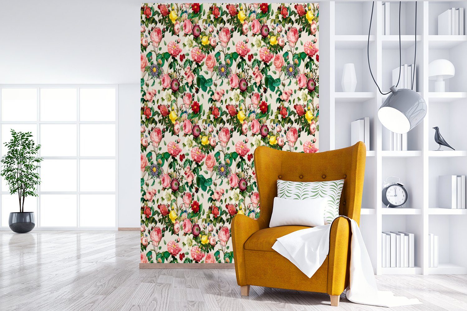 MuchoWow Fototapete Blumen - Wohnzimmer, Montagefertig bedruckt, St), Vinyl Pastell, Frühling (3 Matt, Tapete - Wandtapete für