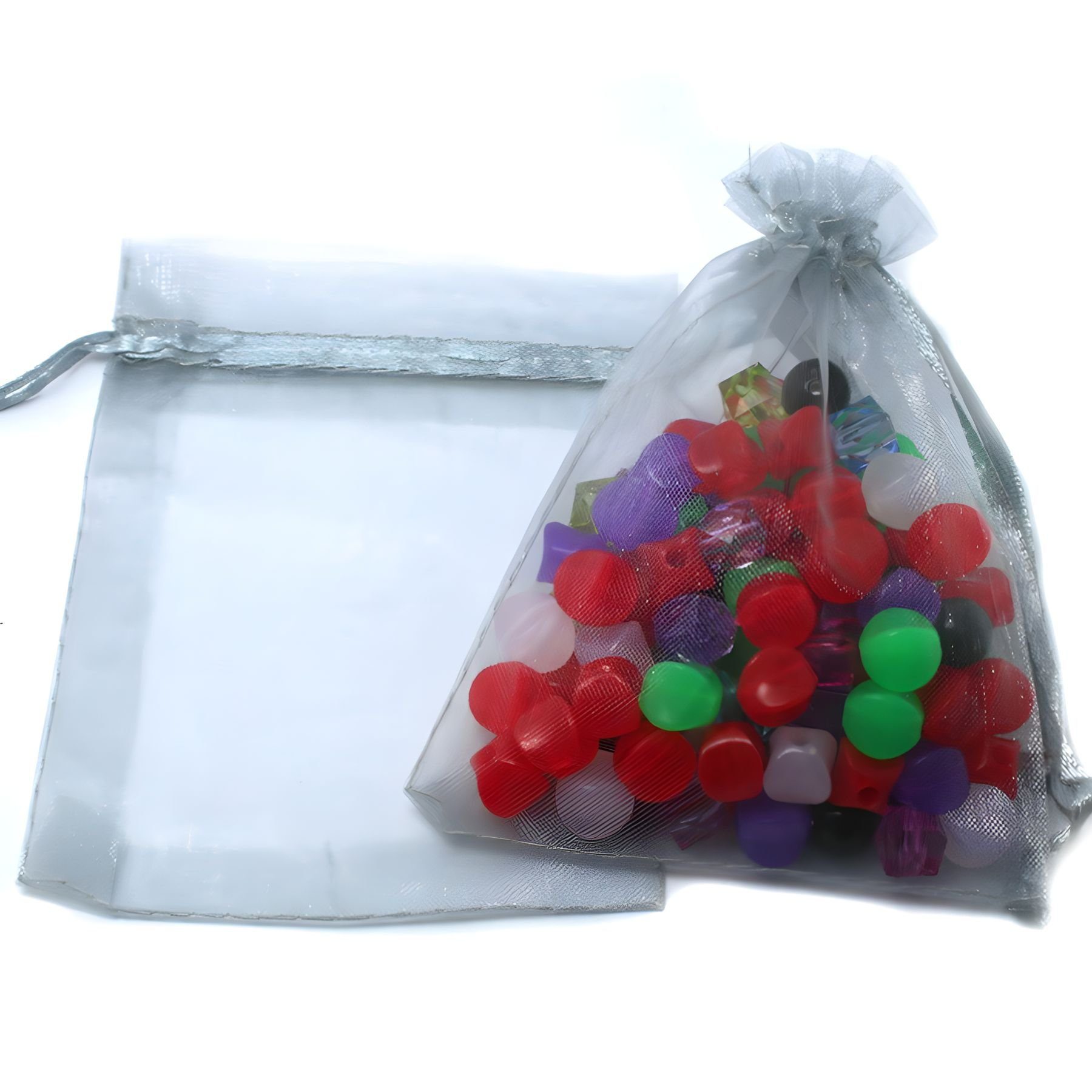 Kopper-24 Bastelperlen Organzasäckchen - Orange - 100 Stück, Halb-Transparent