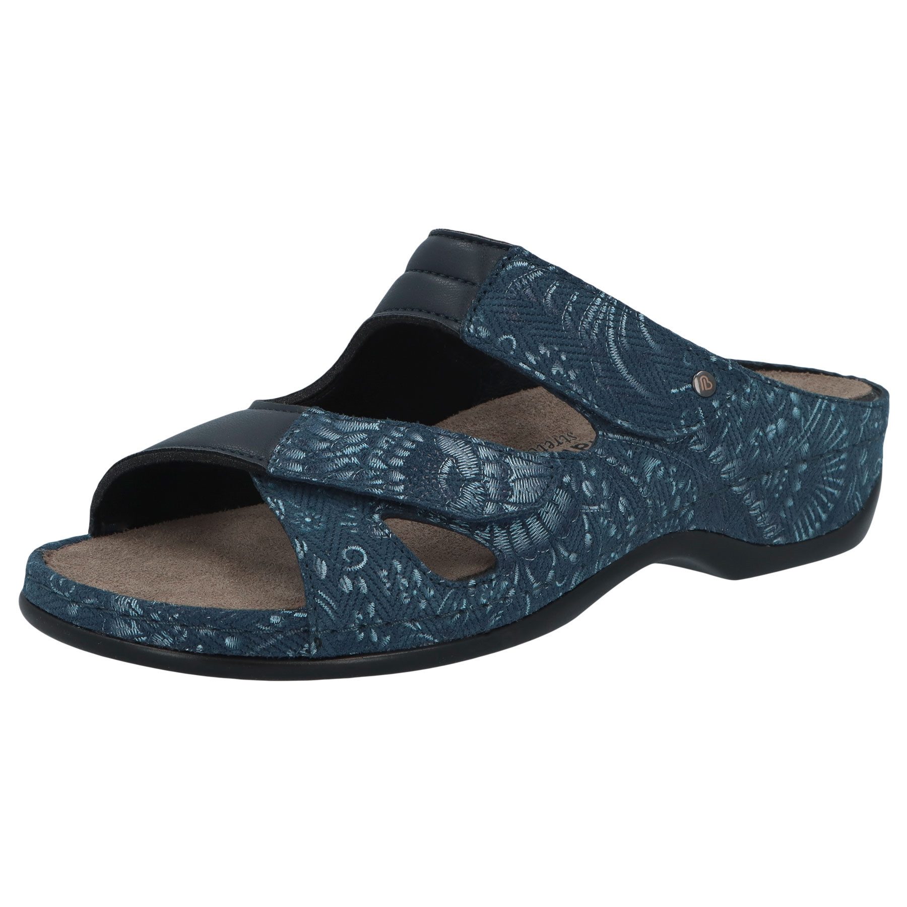 blau Flowers Leder/Stretch