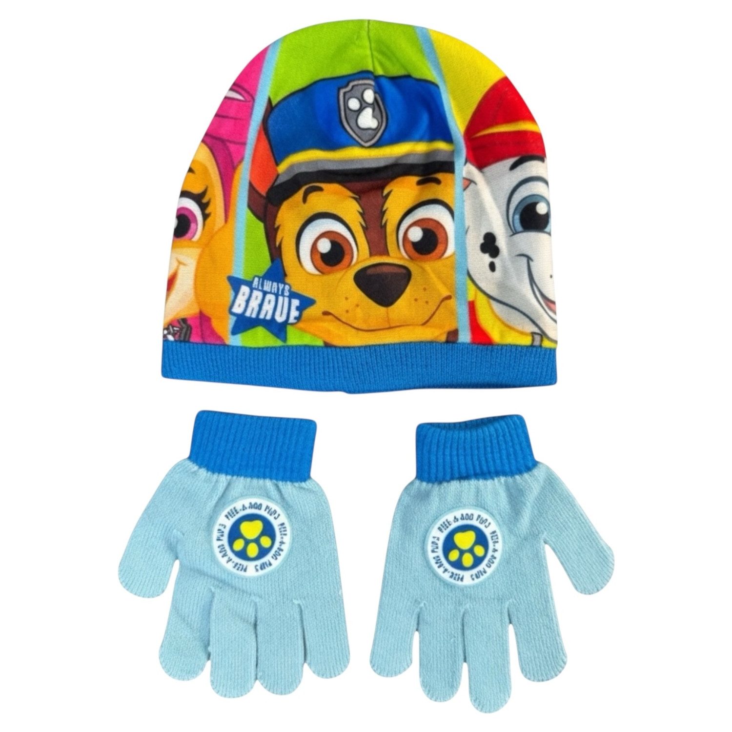 PAW PATROL Fleecemütze 13880 - Kinder Wintermütze Set Gr. 48/51 cm Mütze und Handschuhe (Spar-Set, mit Handschuhen)