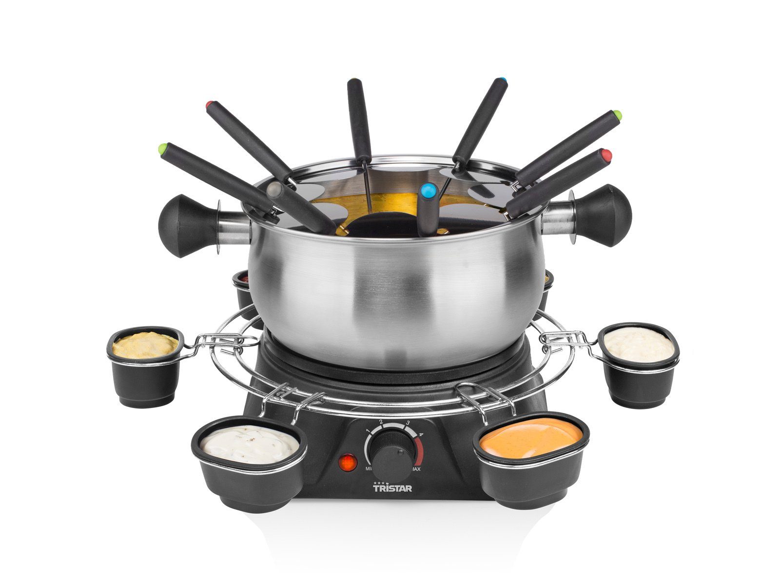 2-8 Käsefondue Elektro-Fondue, Fonduetopf Fonduegabeln, Set Saucenring mit l, auch 8 Tristar 1.3 für Personen