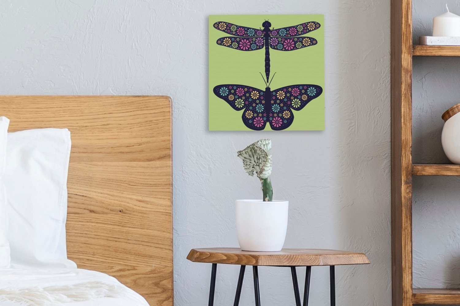 Libelle Leinwandbild Wohnzimmer eines OneMillionCanvasses® Eine Leinwand Schlafzimmer Illustration für Bilder einer (1 Schmetterlings, und St),