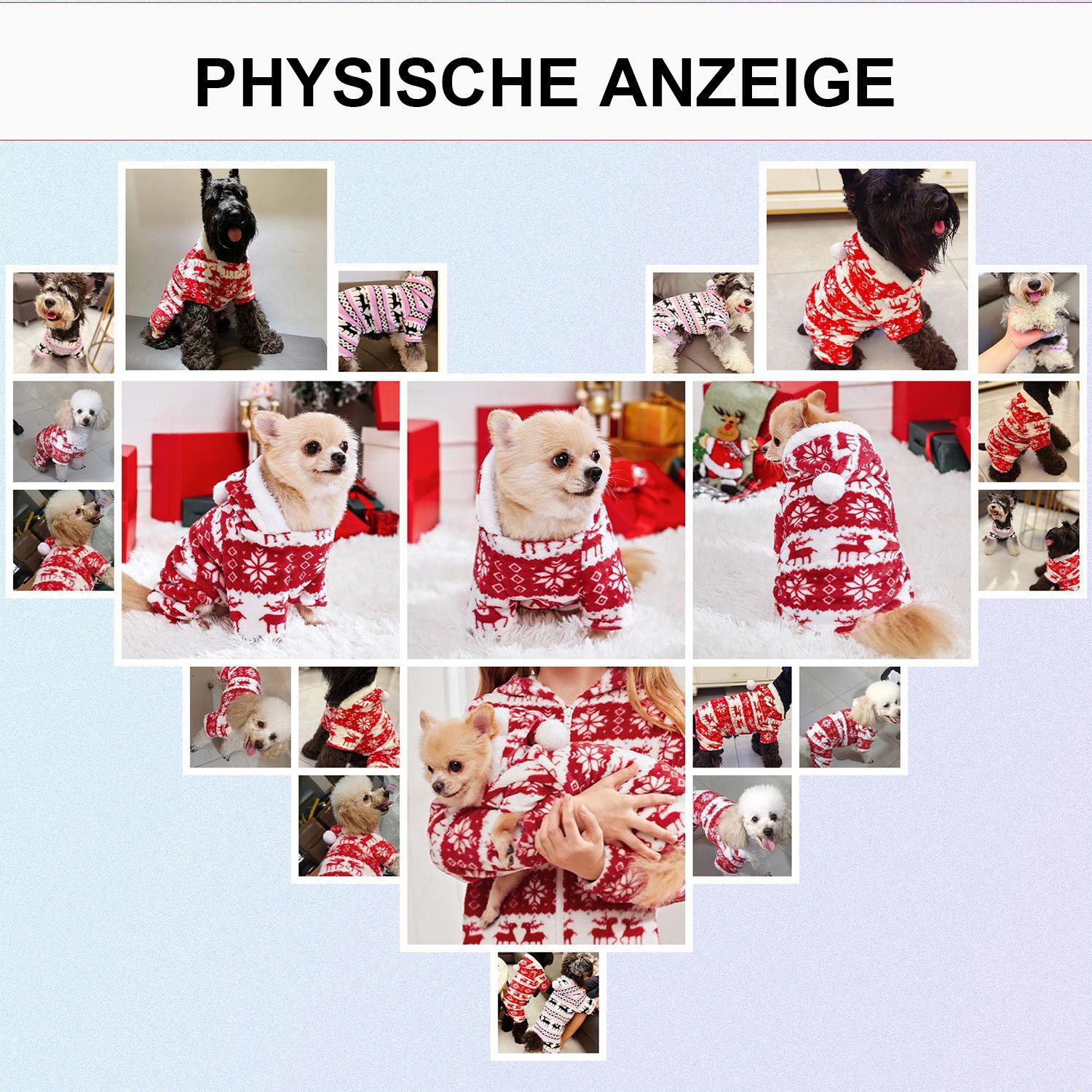 Refttenw Hundekleid Hundepullover mit Kapuze,gestrickter Rollkragen-Weihnachtspullover
