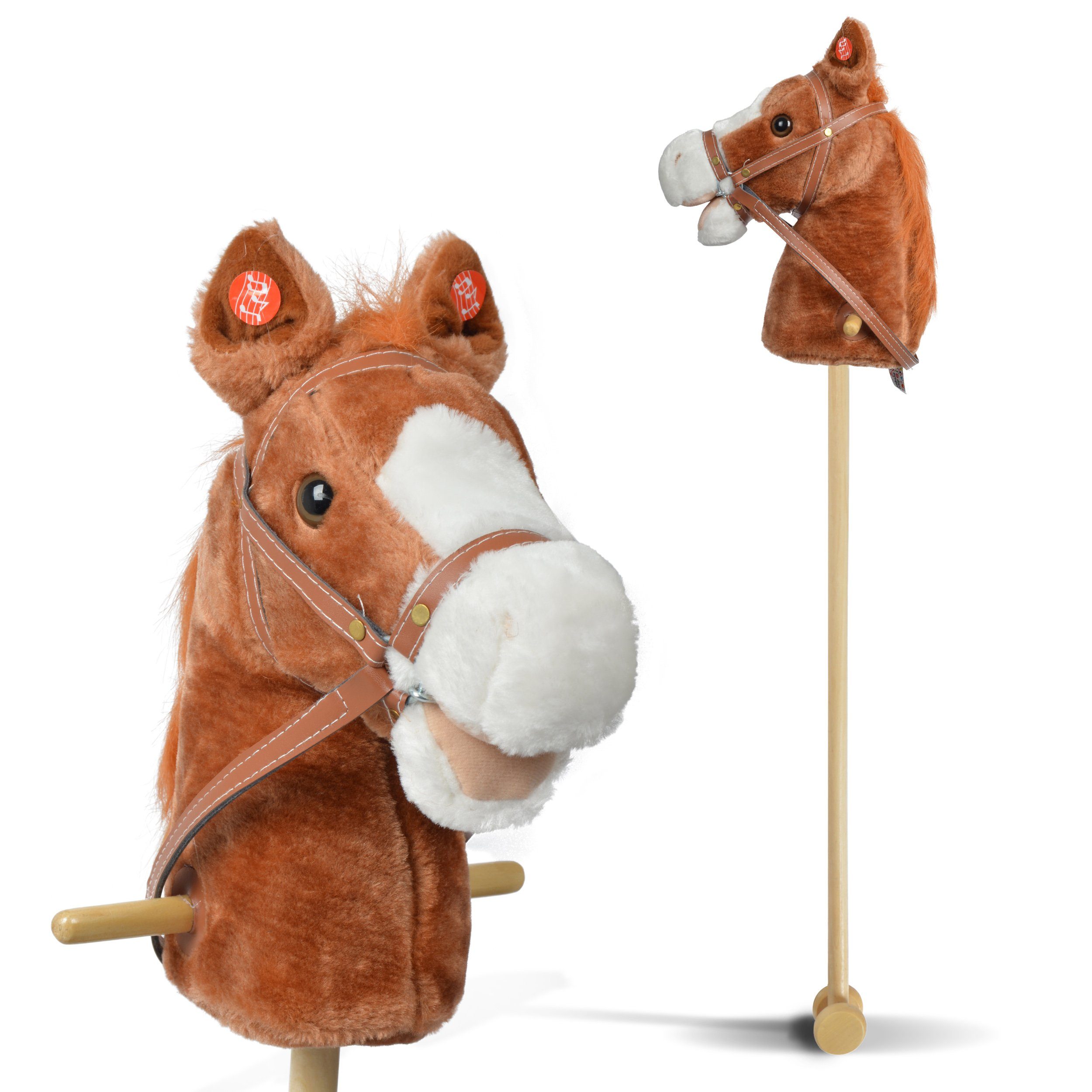 Pink Papaya Steckenpferd Steckenpferd, Hobby Horse mit Sounds, inkl. Halfter, mit Rollen Mr. Chocolate