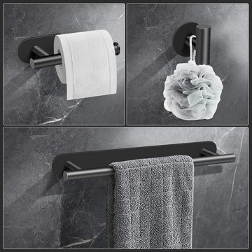 BlauCoastal Handtuchhalter 4 Stück Handtuchstanger Badzubehörset Edelstahl, Für Badezimmer Küche Schwarz