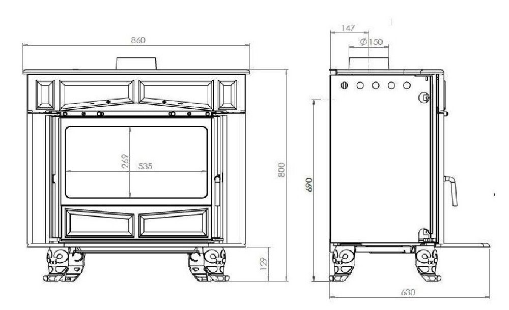 Plamen Kaminofen Glas Franklin, 11 kW