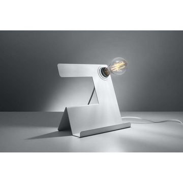 etc-shop LED Tischleuchte, Leuchtmittel nicht inklusive, Tischlampe Tischleuchte Stahl Weiß H 24 cm Esszimmer Wohnzimmer