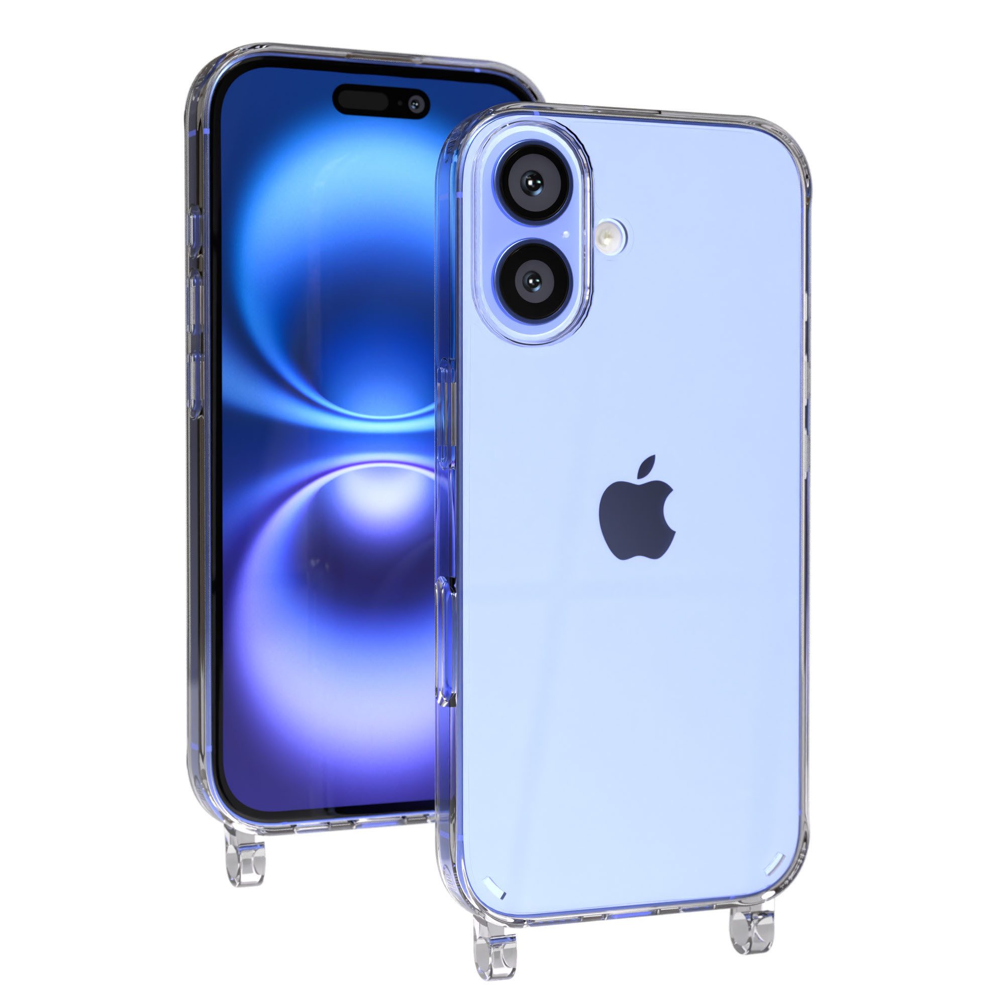 EAZY CASE Handykette Handyhülle für Handyketten mit Befestigungsösen für iPhone Modelle 6,1 Zoll, Hülle für Handykette, Transparent mit Ösen für Apple iPhone 16