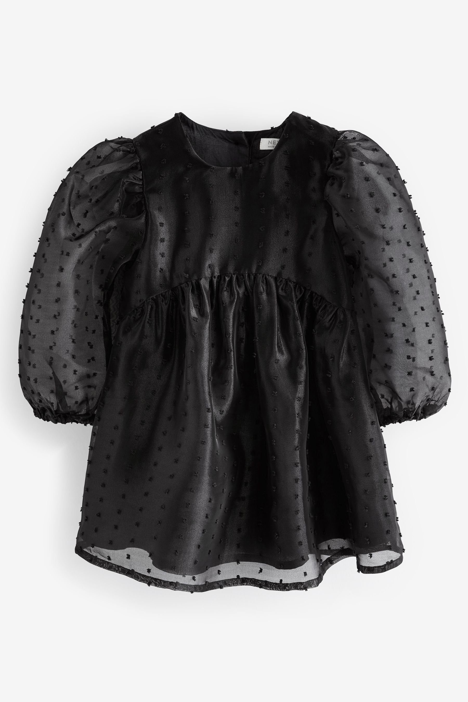 Partykleid Ärmeln voluminösen Black Organza aus mit Ratière-Kleid Next (1-tlg)
