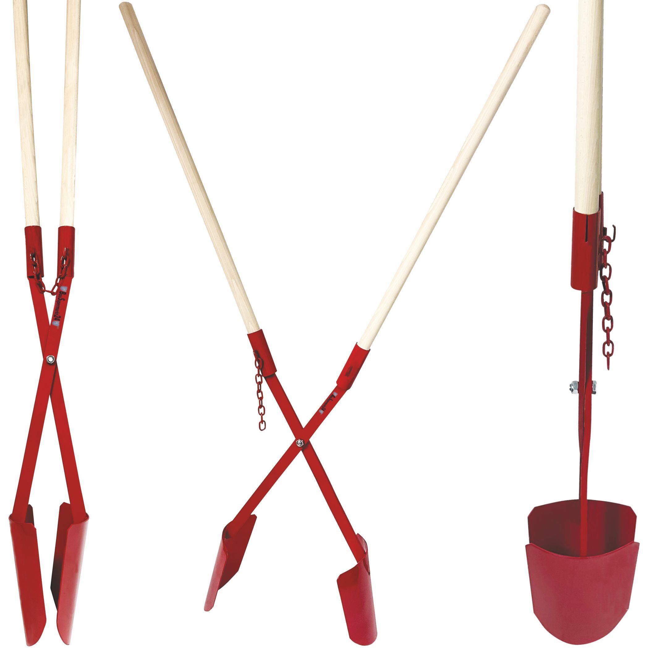 BauSupermarkt24 Garten-Multifunktionsgerät Erdlochausheber 15–32cm Ø Gr.2 Handbagger Erdlochschaufel m. Stiele