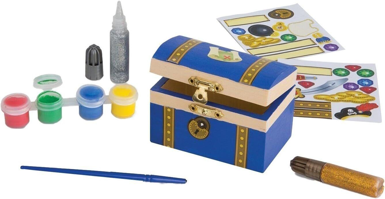 Melissa & Doug Schatzkiste Piratenkiste aus Holz zum Selbermachen (27 Aufkleber), Bastelartikel, Bastelset / Ideal als Geschenk
