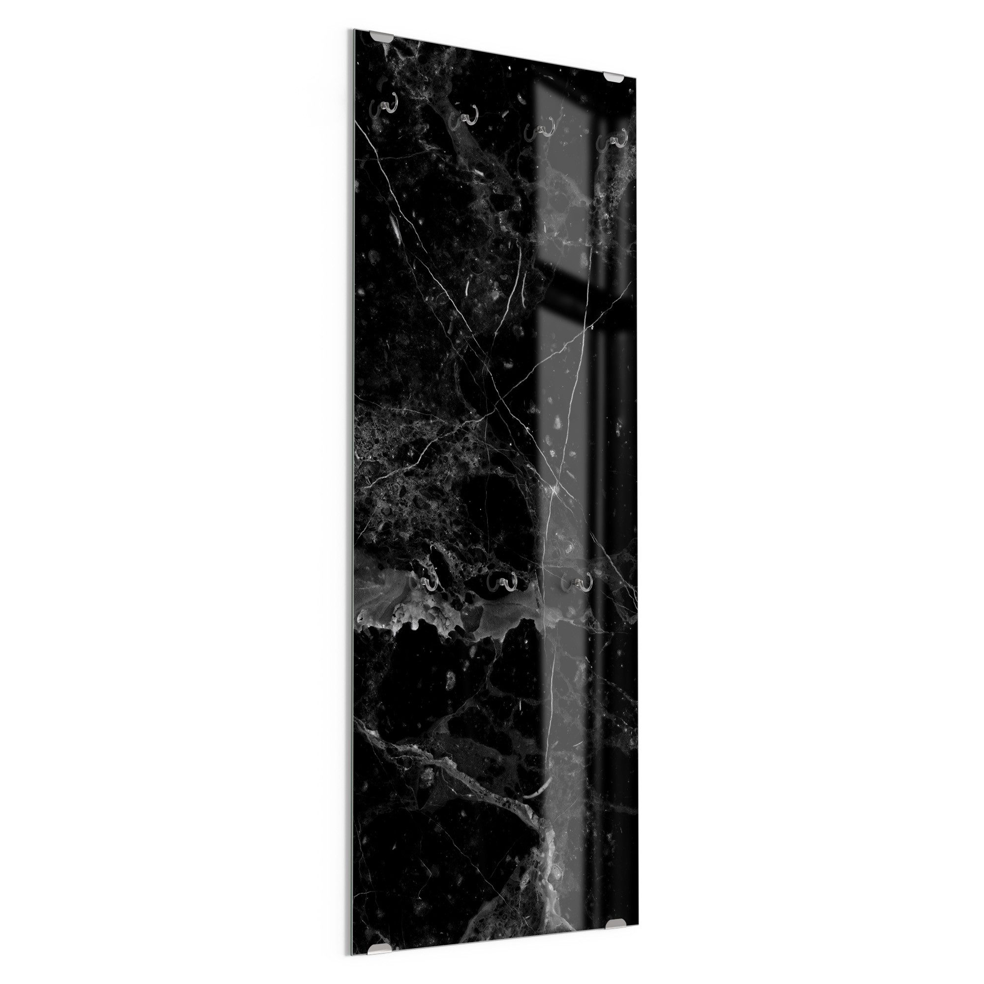 DEQORI Kleiderhaken 'Marmorplatte nah', Glas Garderobe hängend Flur Jackenhalter modern Wandgarderobe Haken