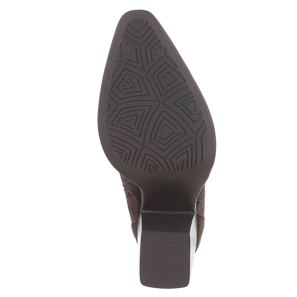 Ital-Design Damen Westernstiefel Echtleder mit Blockabsatz Westernstiefelette (92002353) Blockabsatz Stiefeletten in Braun