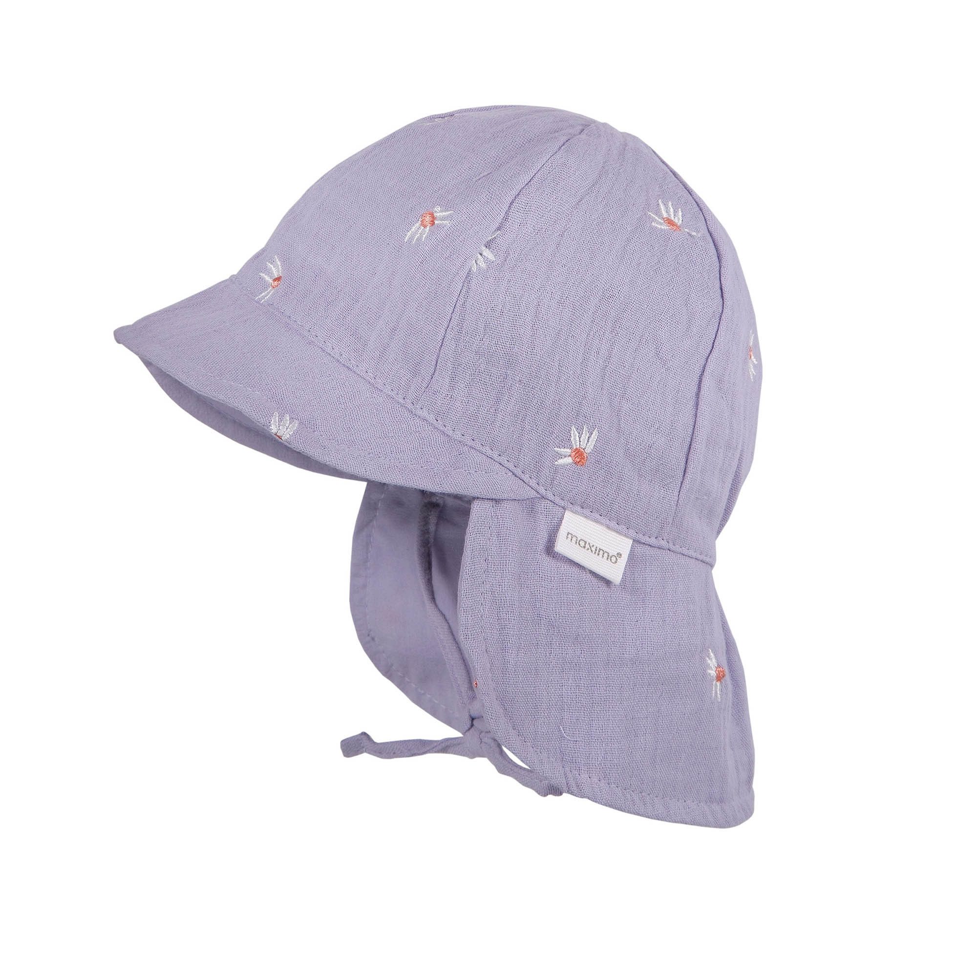 MAXIMO Schirmmütze (1-St) graumeliert, Auto-Stickerei, Musselin, zum Binden