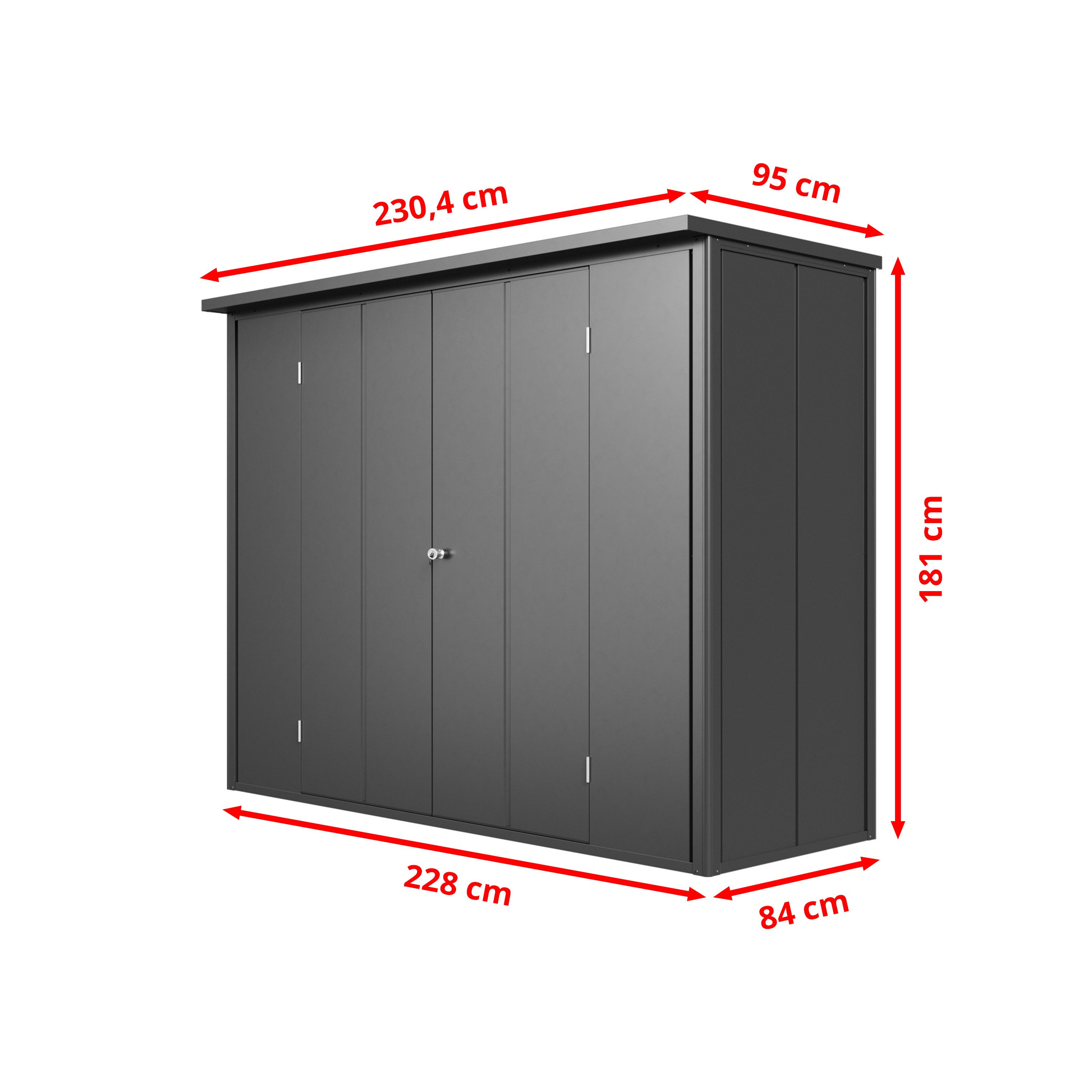 GFP Garten-Geräteschrank Gartenschrank Gerätehaus Geräteschuppen Franz Anthrazit, BxT: 228x181 cm, BxTxH 228x84x181 cm
