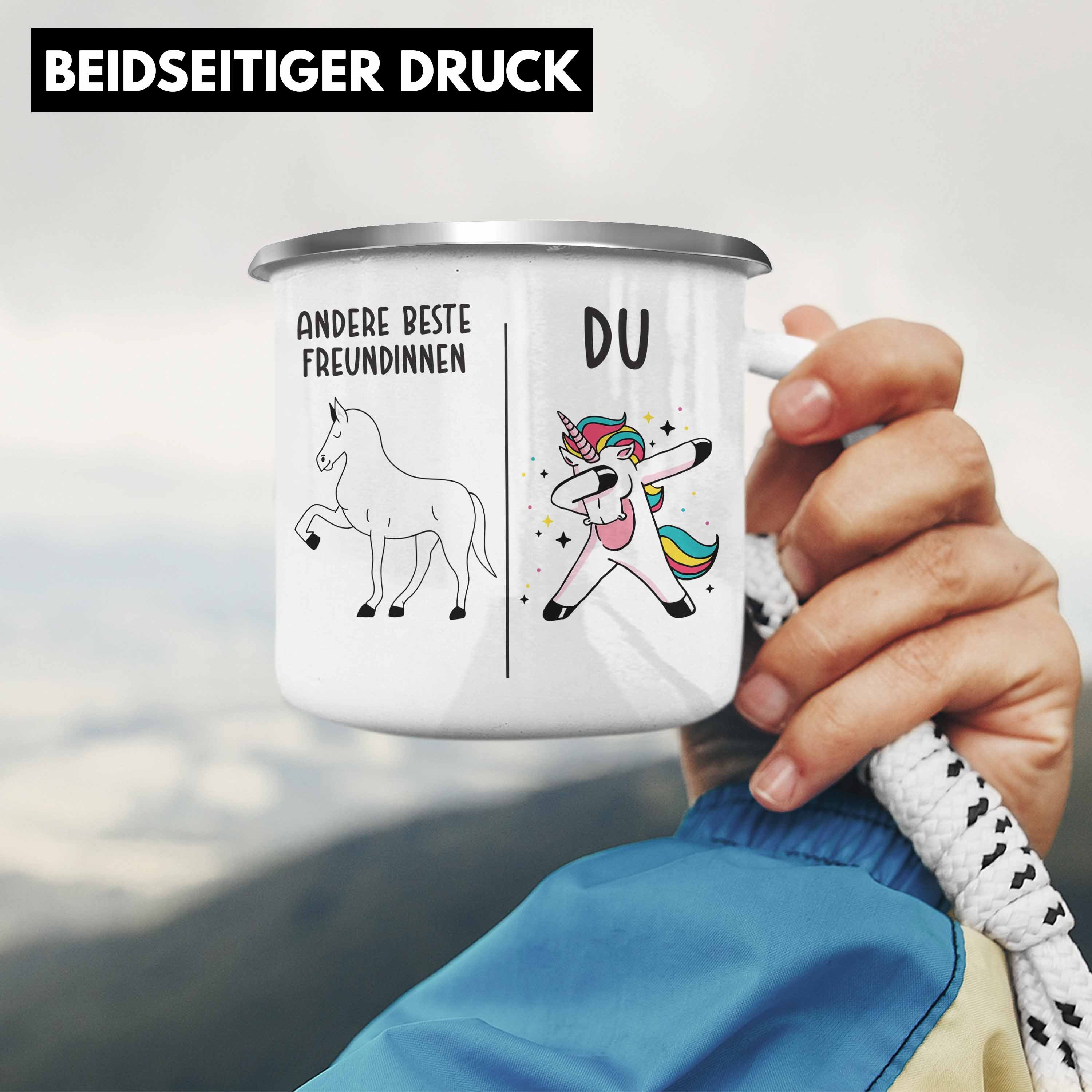 Emaille Silber Freundin Geburtstag Mädchen - Sprüchen Tassen Tasse Beste mit Trendation Geschenke Thermotasse Trendation Emaille