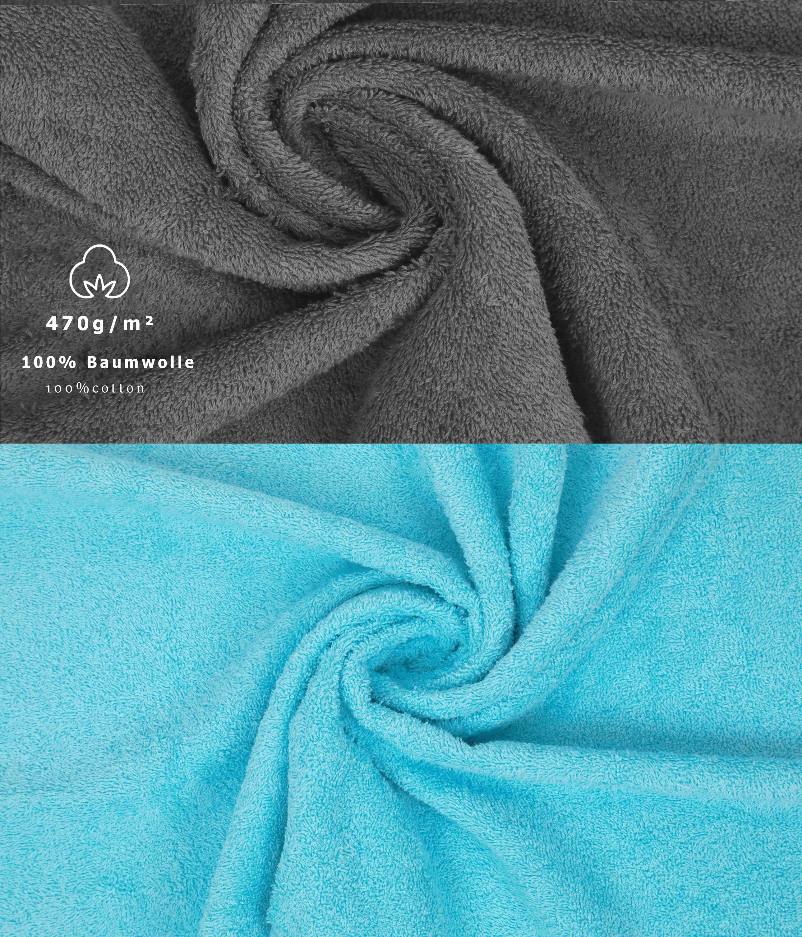 10-tlg. Betz Premium Anthrazit, Handtuch Handtuch-Set 100% Farbe Türkis & (10-tlg) Set Baumwolle,