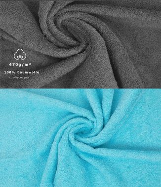 Betz Handtuch Set 10-tlg. Handtuch-Set Premium Farbe Türkis & Anthrazit, 100% Baumwolle, (10-tlg)