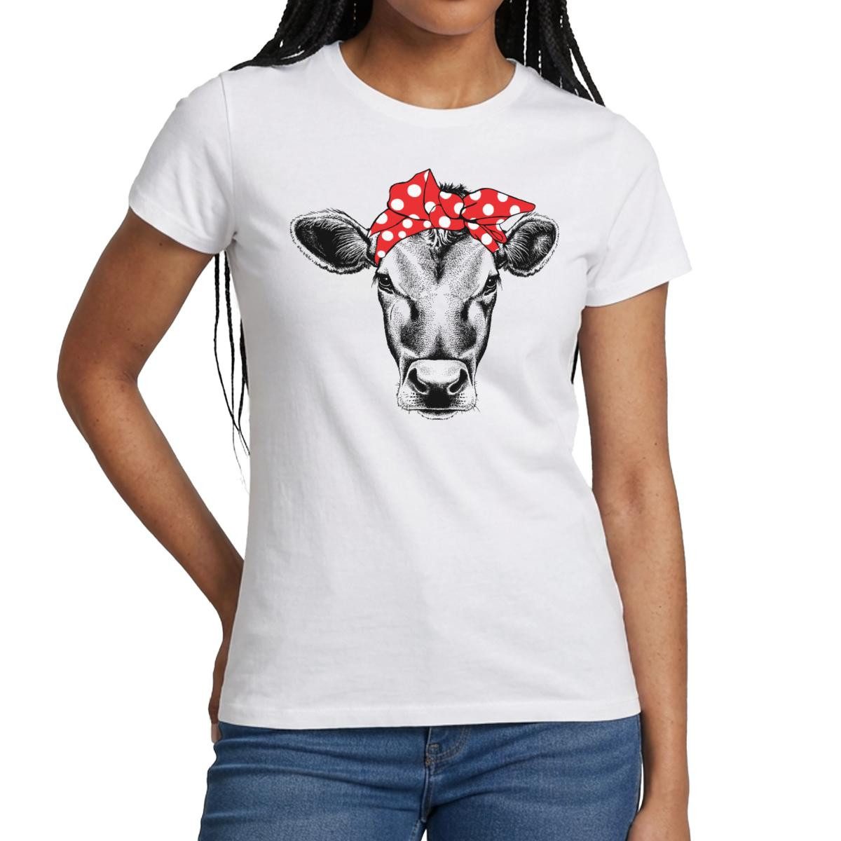T-Shirt Rockabilly Bandana Kuh Frauen T-Shirt