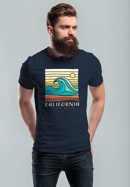 Neverless Print-Shirt Herren T-Shirt California South Beach Welle Wave Surfing Print Aufdruc mit Print