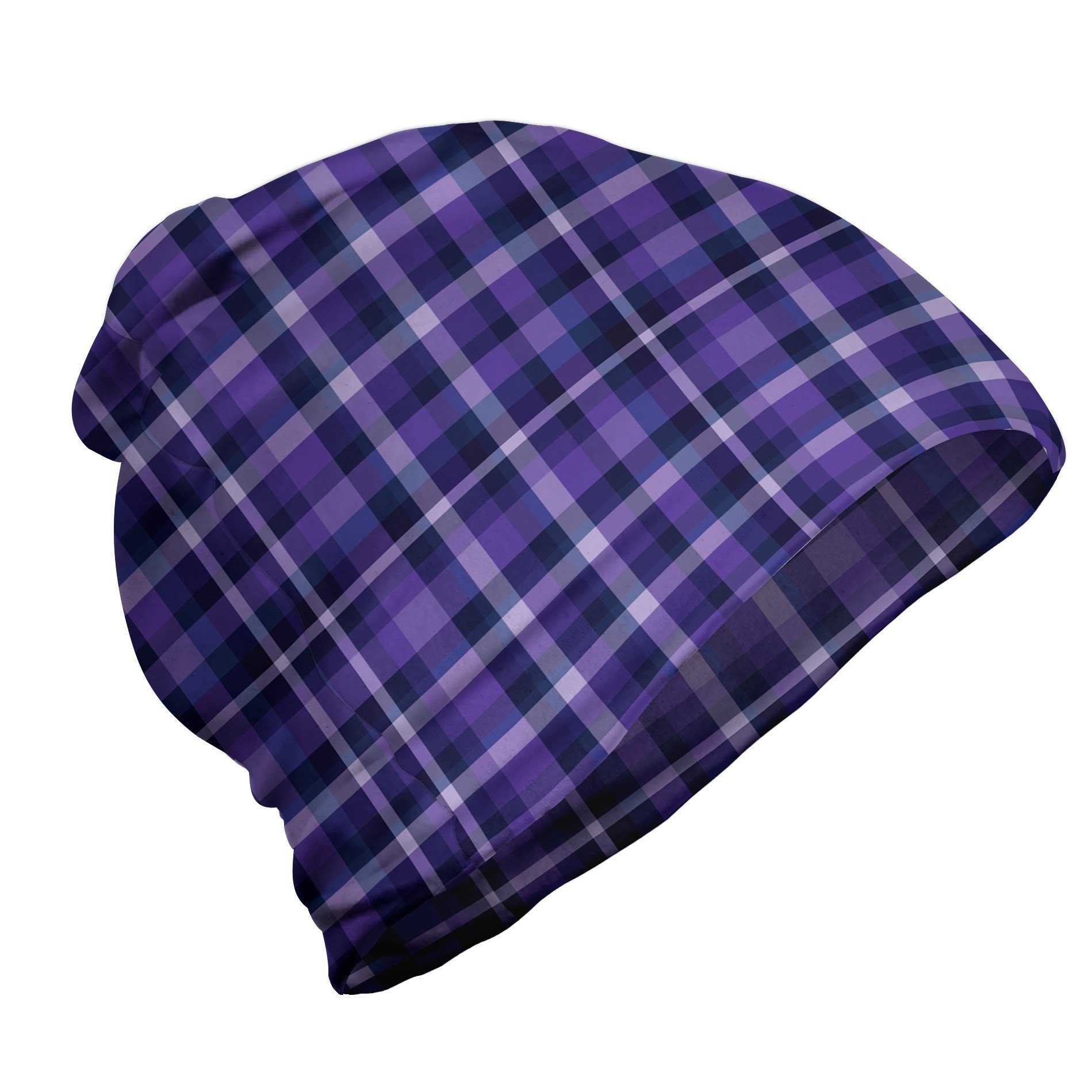 Abakuhaus Beanie Wandern im Freien Violett Checkered Retro Druck