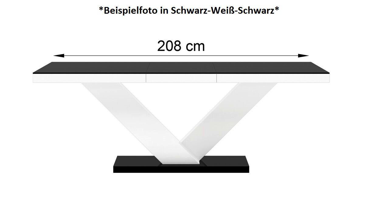 designimpex Esstisch Design HE-999 Schwarz MATT / Weiß HOCHGLANZ ausziehbar 160 bis 256 cm