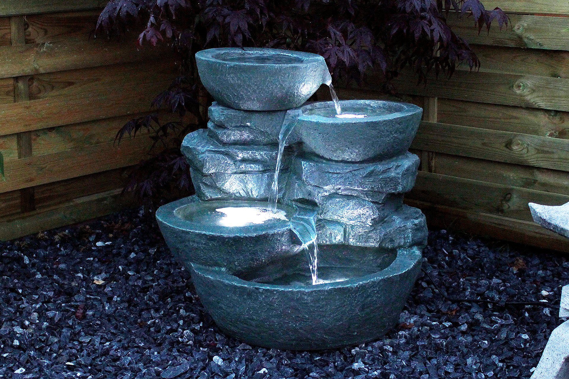 Arnusa Gartenbrunnen großer LED Springbrunnen Wasserfall günstig online kaufen