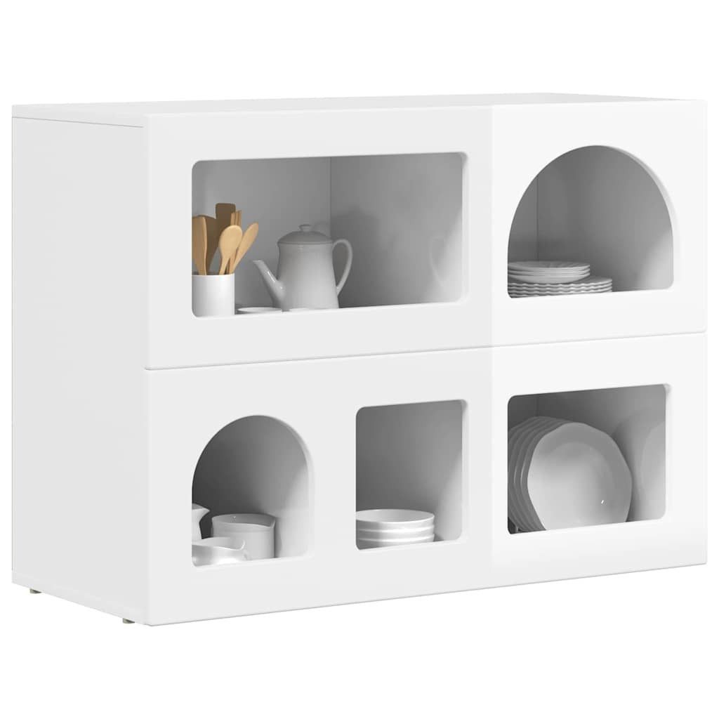 vidaXL Sideboard Sideboard ELST Hochglanz Weiß 80,5 x 35 x 59 cm Holzwerkstoff (1 St)