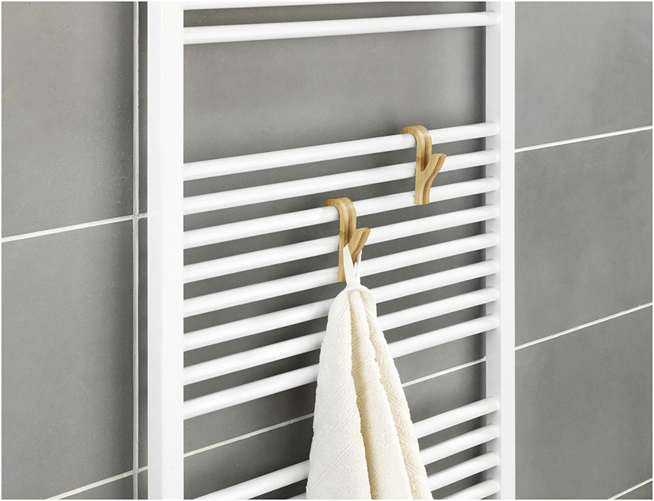 WENKO Handtuchhaken Bambus, (Set, 6-St), für Handtuchheizkörper, platzspare günstig online kaufen