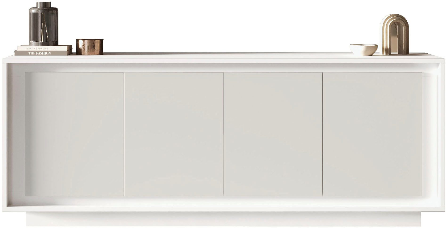 Home affaire Sideboard Sky, B/T 207/50 cm, Kommode/Anrichte/Stauraumschrank, 4 Türen, Softclosing, Korpus & Front 22 mm stark, Rahmen-Optik
