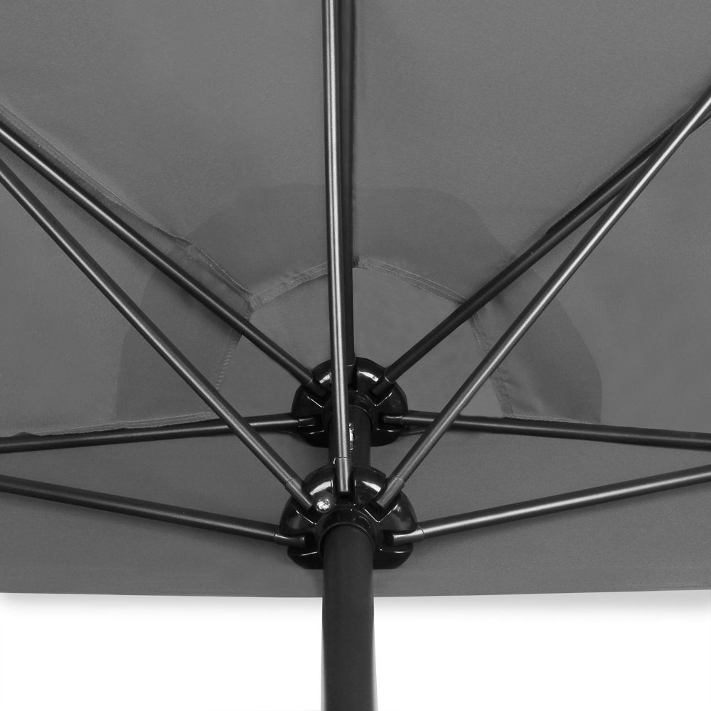 Kingsleeve Sonnenschirm, 270 cm UV Schutz 50+ halbrund Wasserabweisend Leichtgängiges Kurbelsystem Windöffnung für stabilen Stand Stabil Robust Balkonschirm Terrassenschirm Gartenschirm