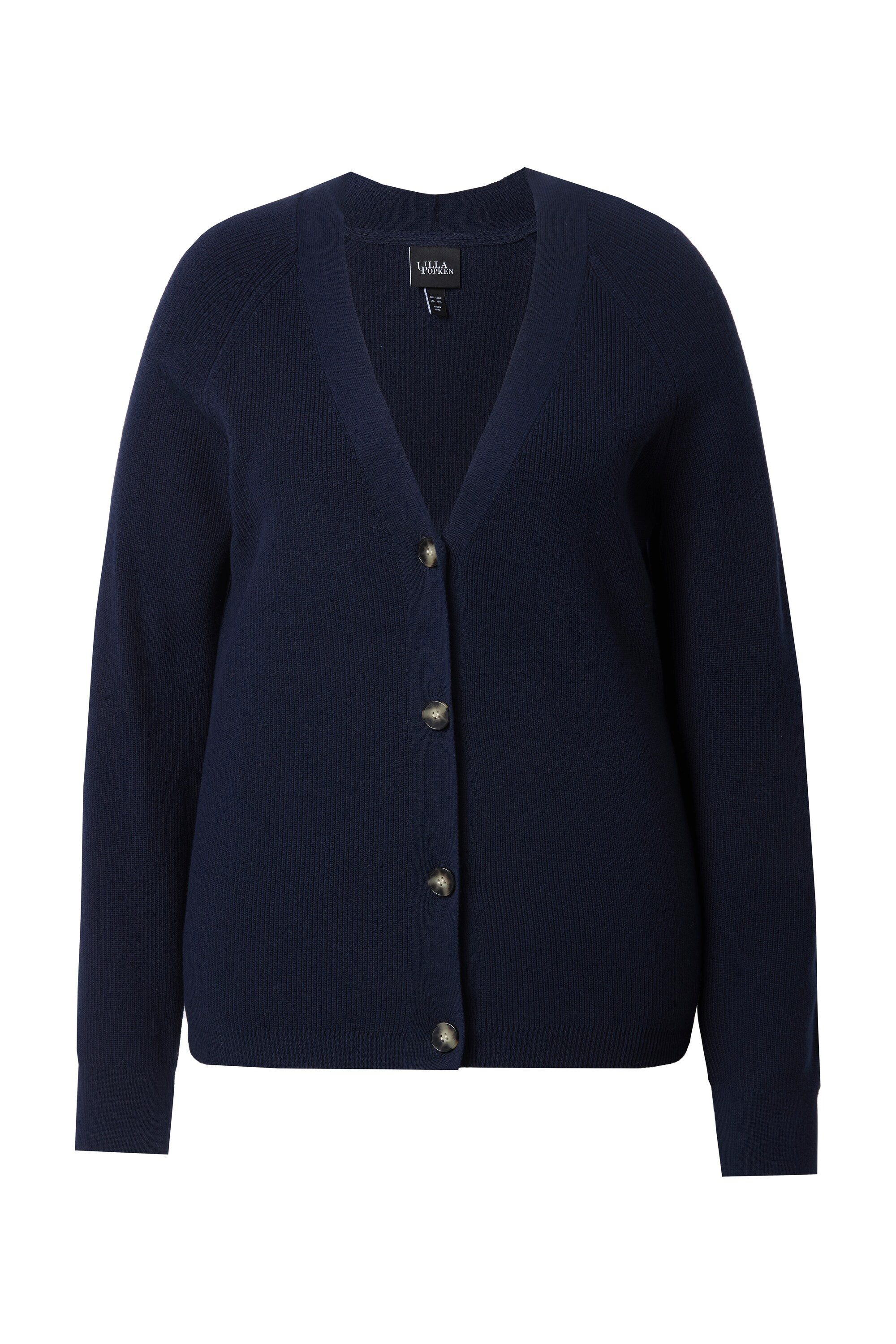 Ulla Popken Cardigan Strickjacke Knöpfe V-Ausschnitt Langarm günstig online kaufen
