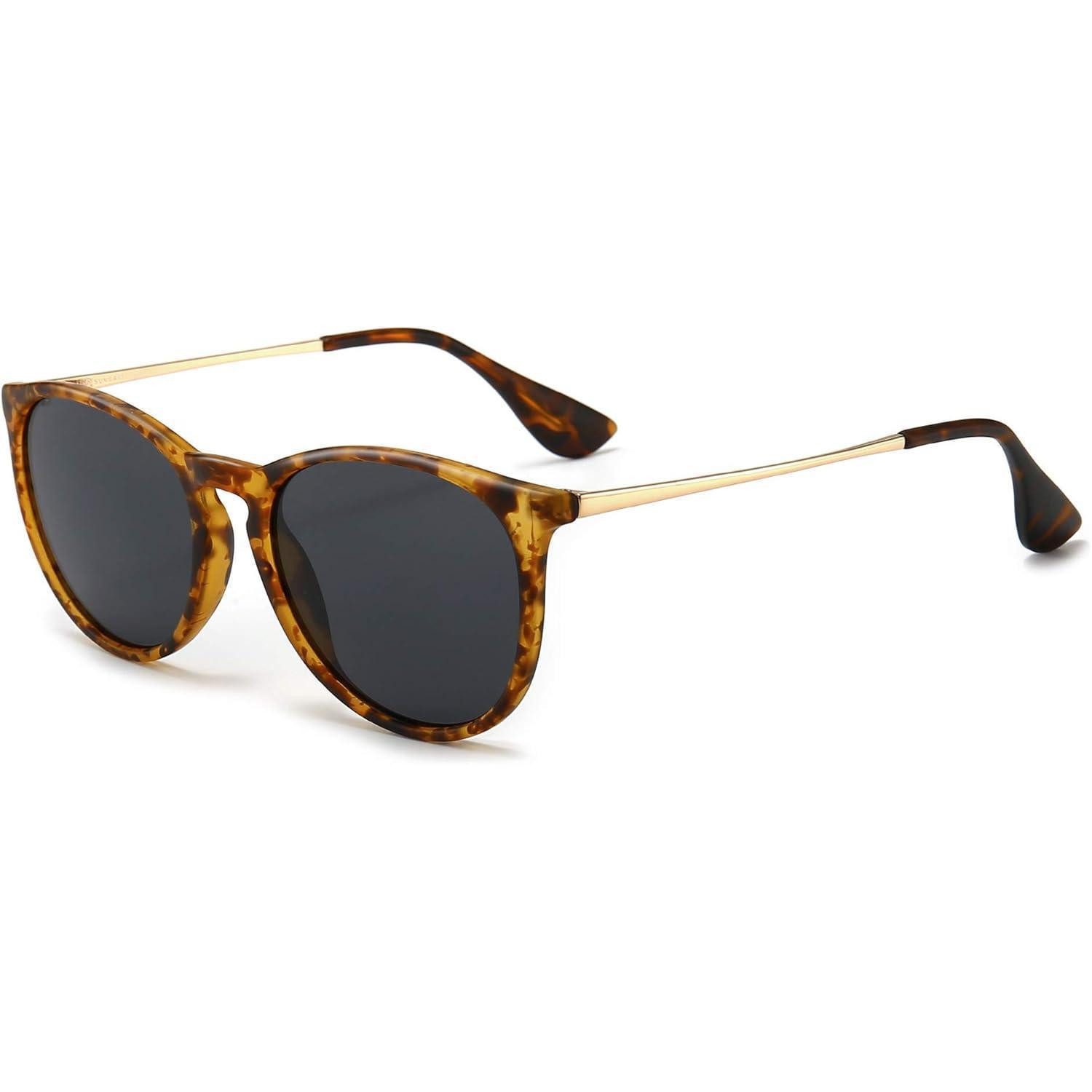LuxusKollektion Retrosonnenbrille Sonnenbrille Damen Vintage Rund Polarisiert Bernstein/Grau