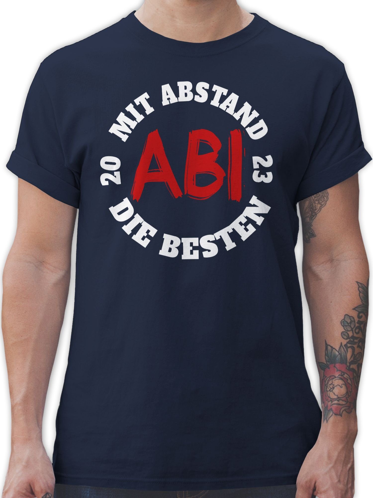 Shirtracer T-Shirt Abi - Mit Abstand die Besten 2023 - weiß/rot Abitur & Abschluss 2024 Geschenk 02 Navy Blau