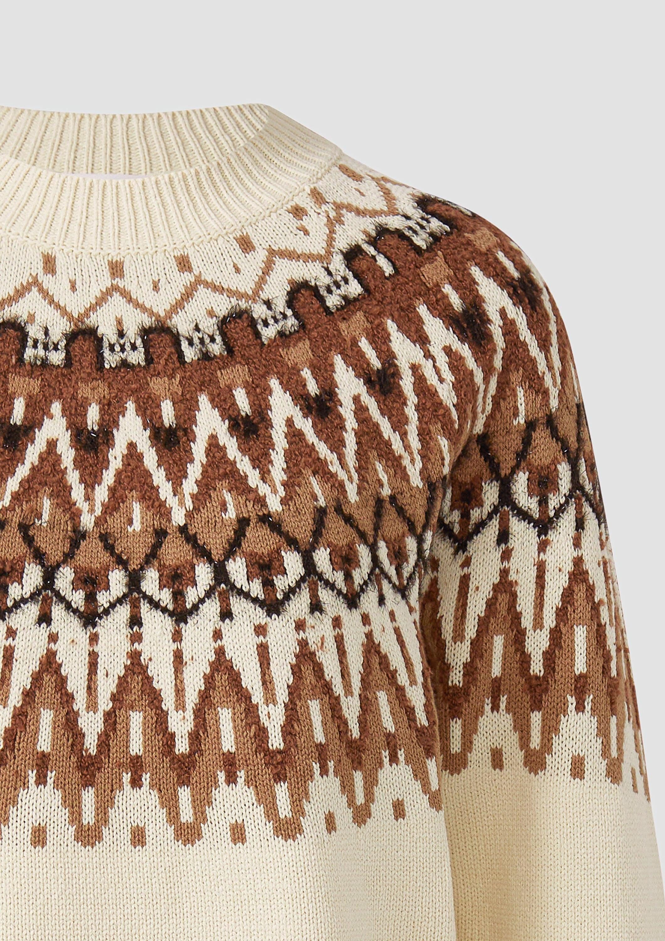 s.Oliver Longpullover Strickpullover Strickpullover mit Jacquard-Muster