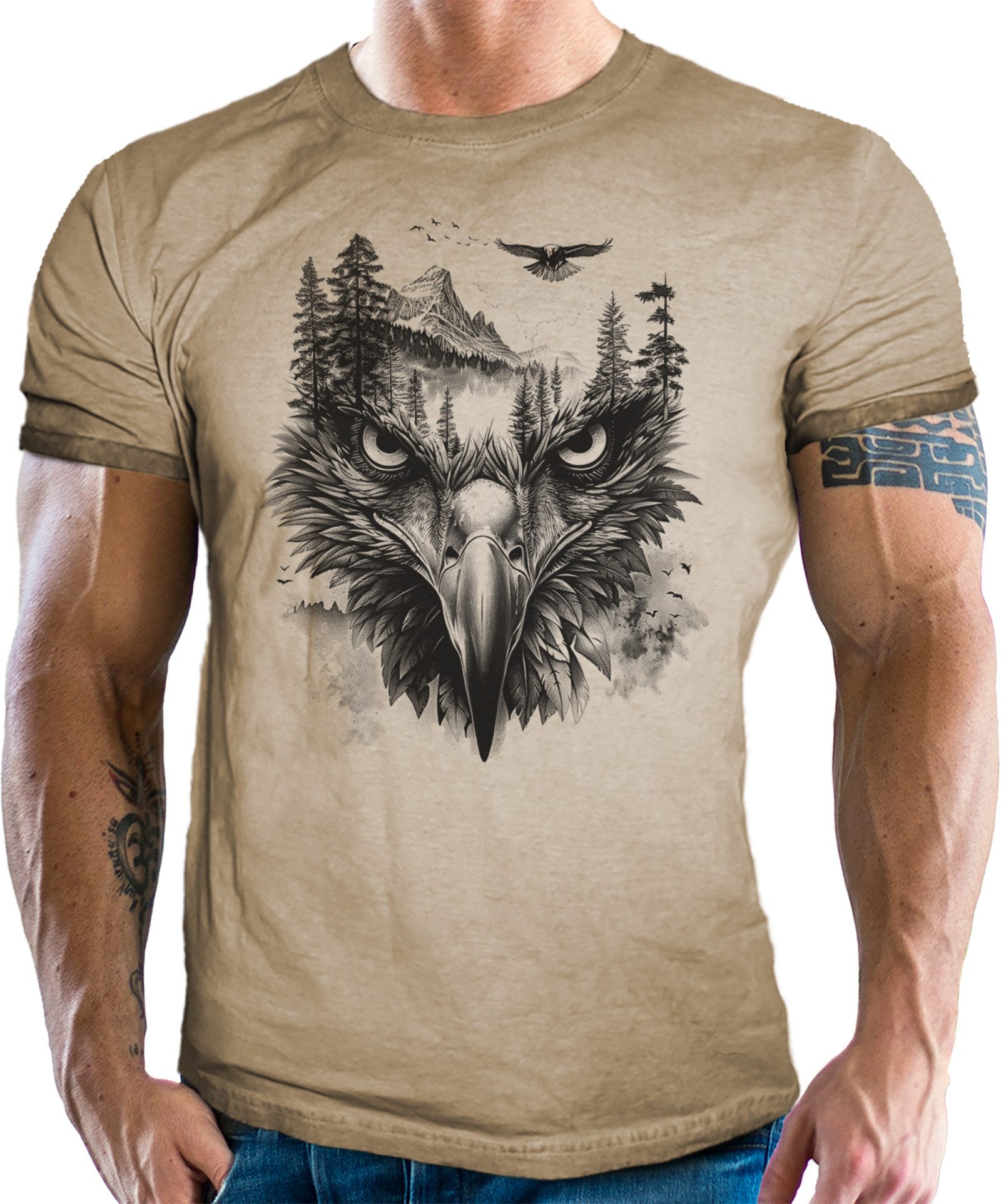 LOBO NEGRO® T-Shirt Wildlife - Free Eagle used Look